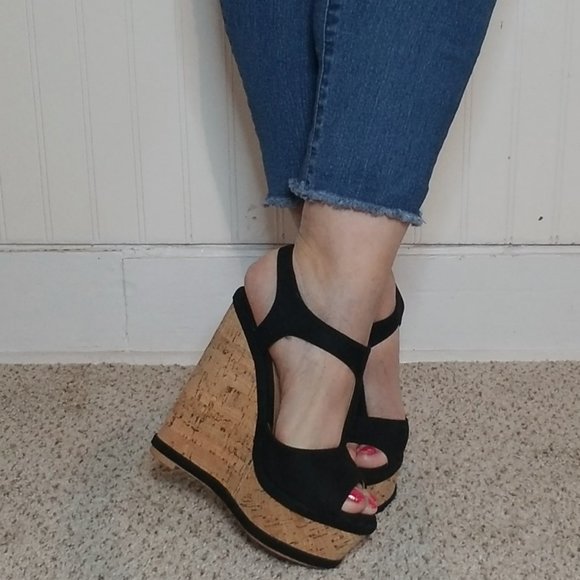 black cork platform shoes very cute and comfortable size 6 - Picture 13 of 16